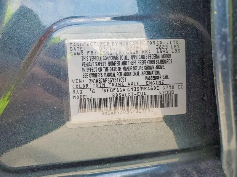 2016 NISSAN SENTRA SV  