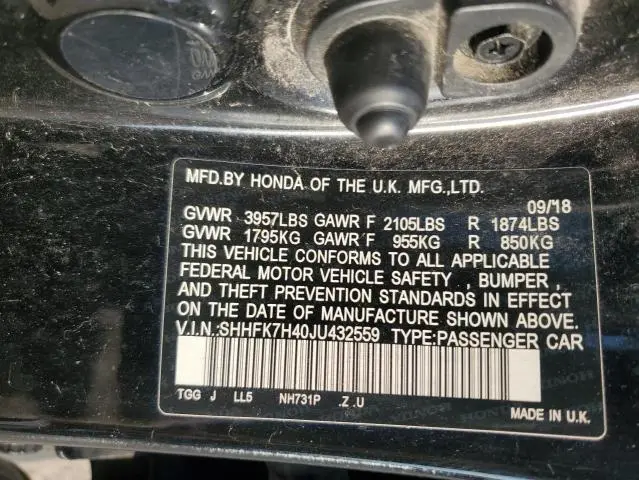 2018 HONDA CIVIC SPORT  