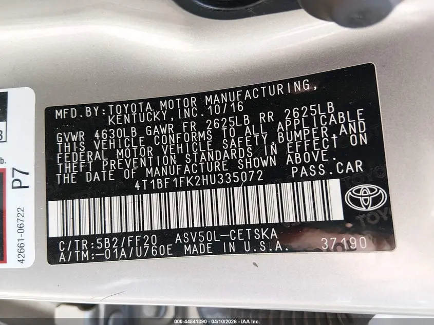 2017 TOYOTA CAMRY SE
