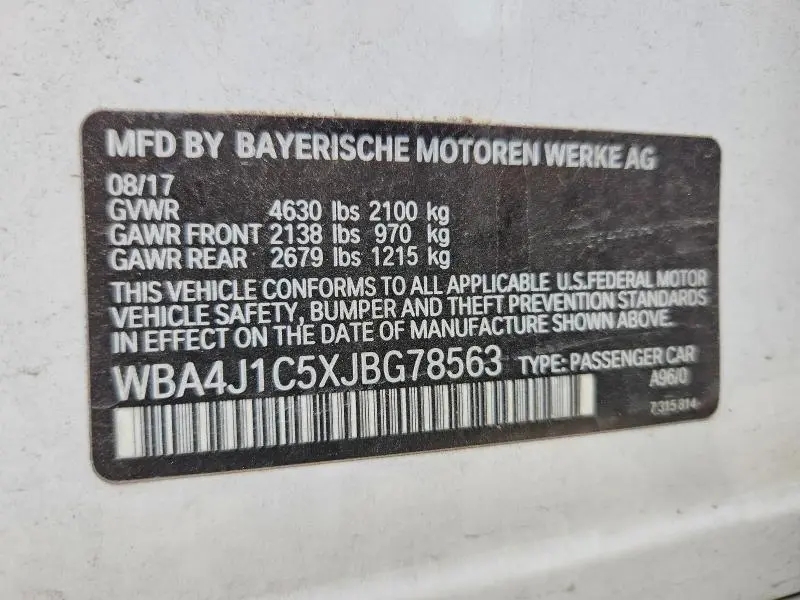 2018 BMW 430I GRAN COUPE  