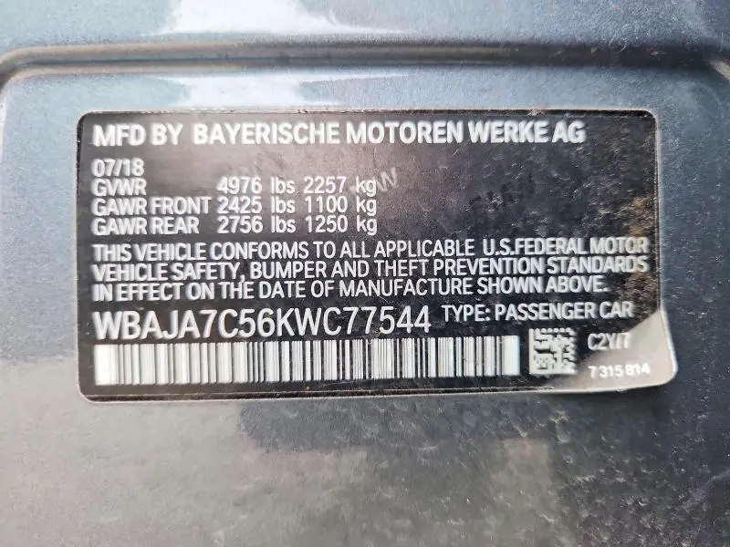 2019 BMW 530 XI  