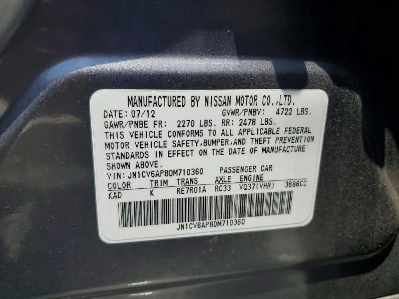 2013 INFINITI G37 BASE  