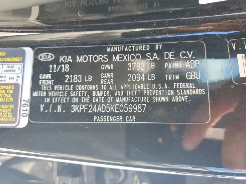 2019 KIA FORTE LXS  