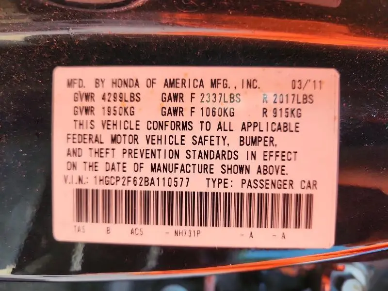 2011 HONDA ACCORD SE  