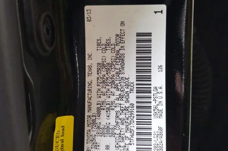 2013 TOYOTA TUNDRA PLATINUM  