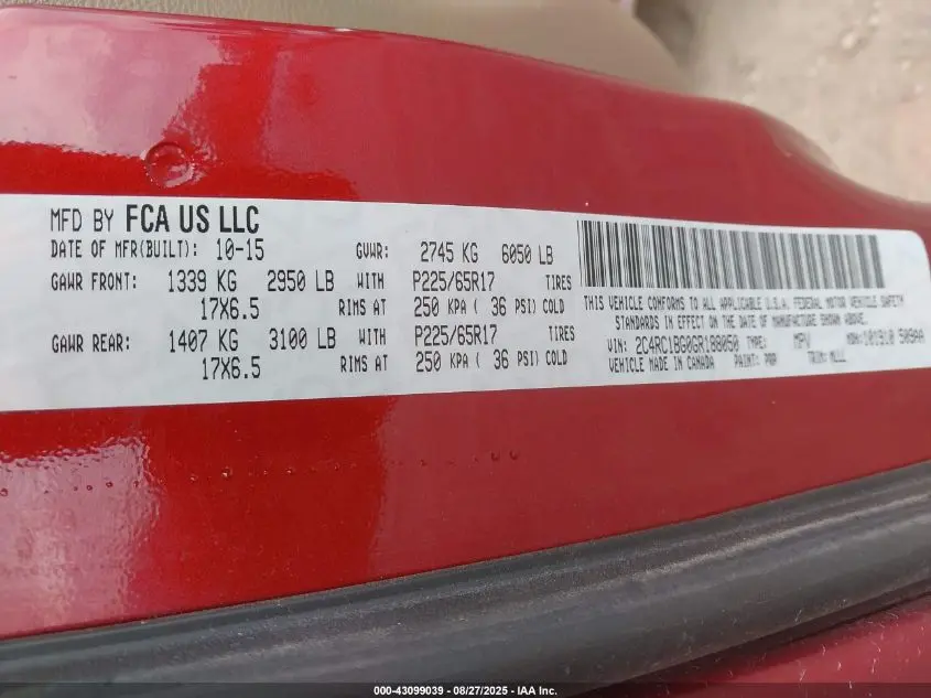 2016 CHRYSLER TOWN & COUNTRY TOURING