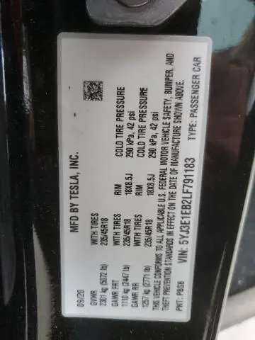 2020 TESLA MODEL 3   