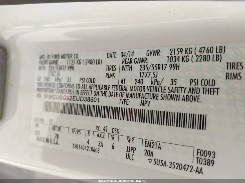 2014 FORD ESCAPE SE