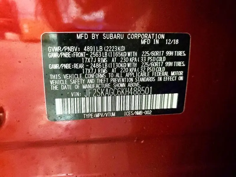 2019 SUBARU FORESTER PREMIUM  