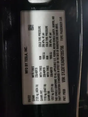 2022 TESLA MODEL 3 