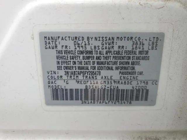 2015 NISSAN SENTRA S  