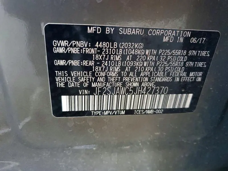 2018 SUBARU FORESTER 2.5I TOURING  