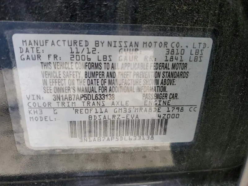 2013 NISSAN SENTRA S  