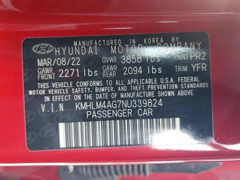 2022 HYUNDAI ELANTRA SEL  