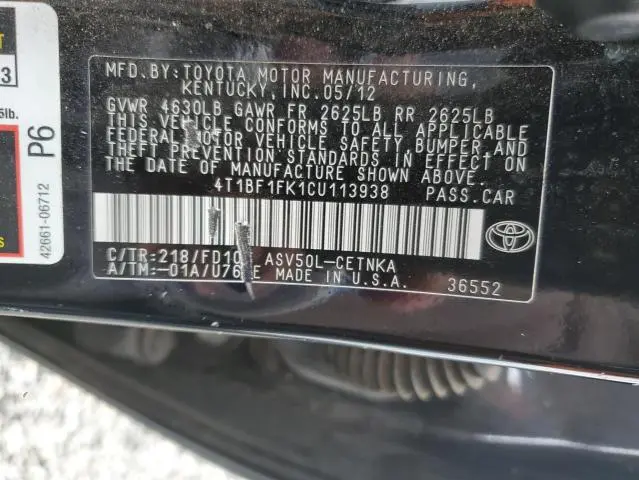 2012 TOYOTA CAMRY BASE  