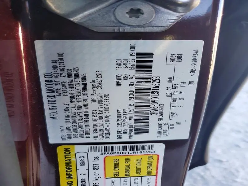 2018 FORD FUSION SE  