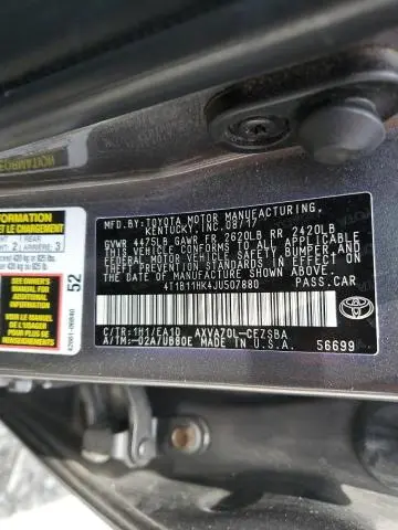 2018 TOYOTA CAMRY L  