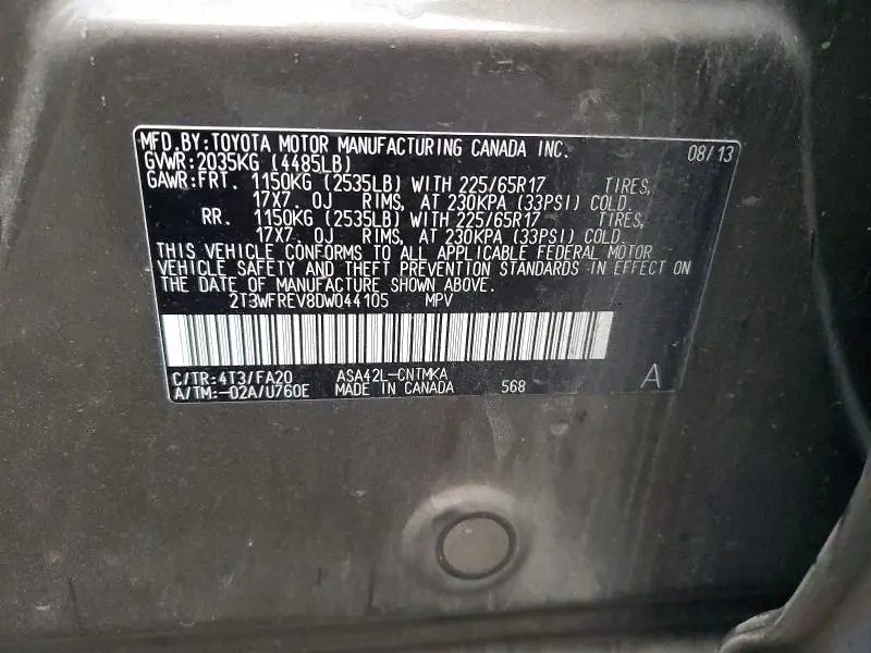 2013 TOYOTA RAV4 XLE  