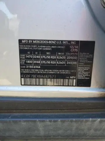 2011 MERCEDES-BENZ GL 450 4MATIC  