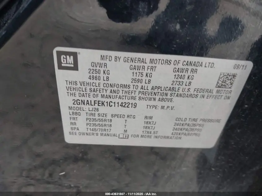 2012 CHEVROLET EQUINOX LTZ