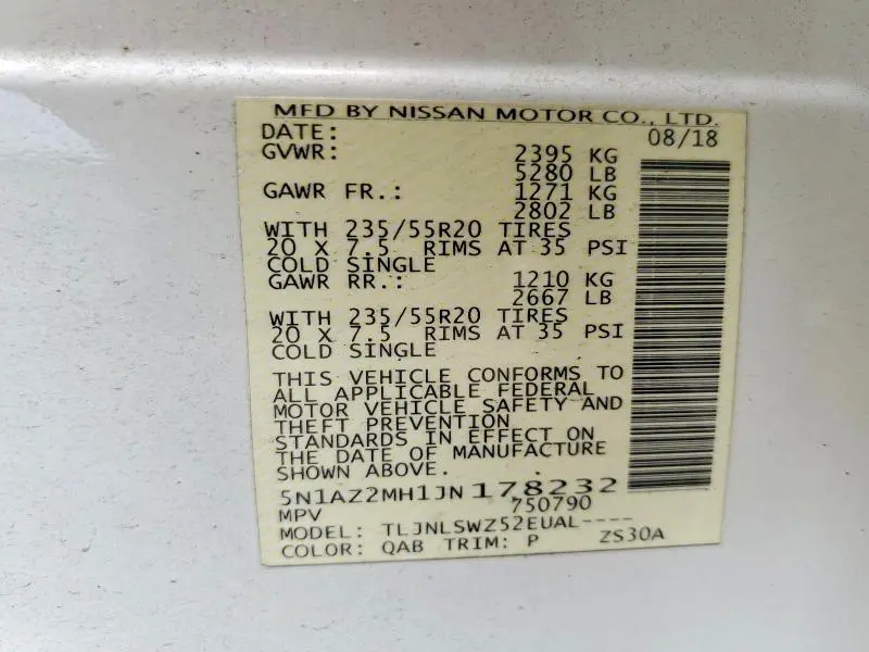 2018 NISSAN MURANO PLATINUM  