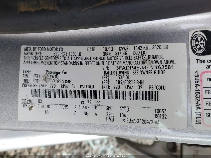 2014 FORD FIESTA SE