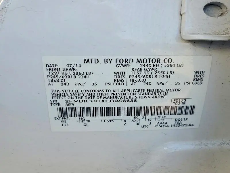 2014 FORD EDGE SEL  