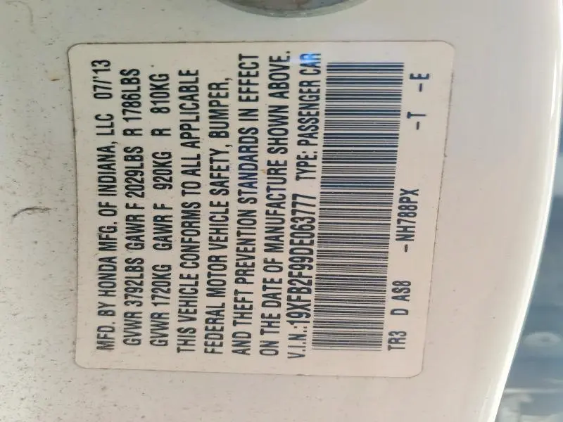 2013 HONDA CIVIC EXL  