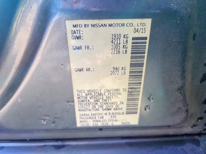 2015 NISSAN ALTIMA 2.5  