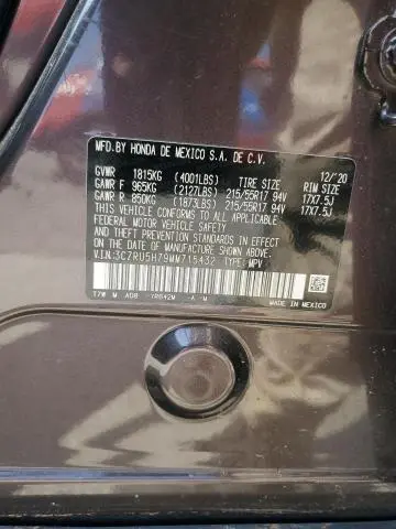 2021 HONDA HR-V EXL  