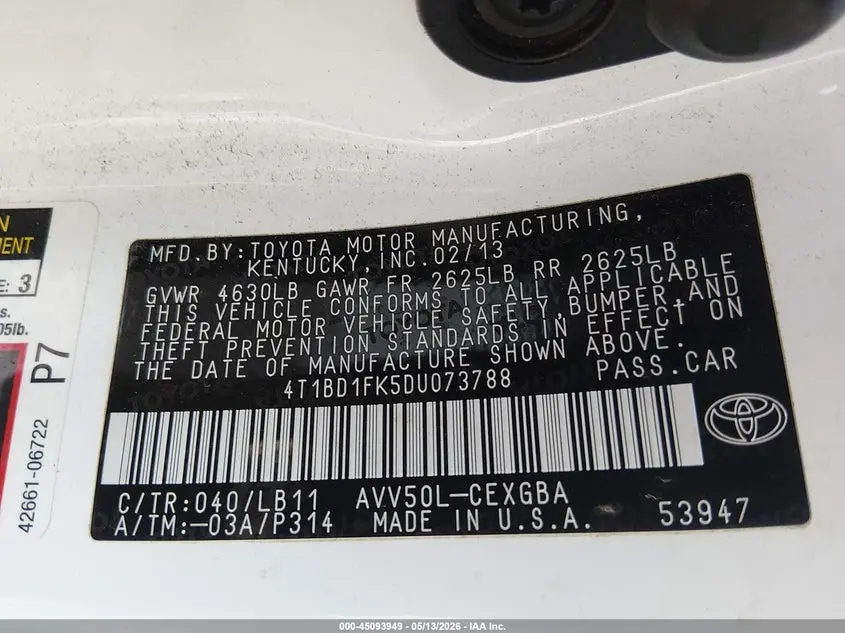 2013 TOYOTA CAMRY HYBRID XLE