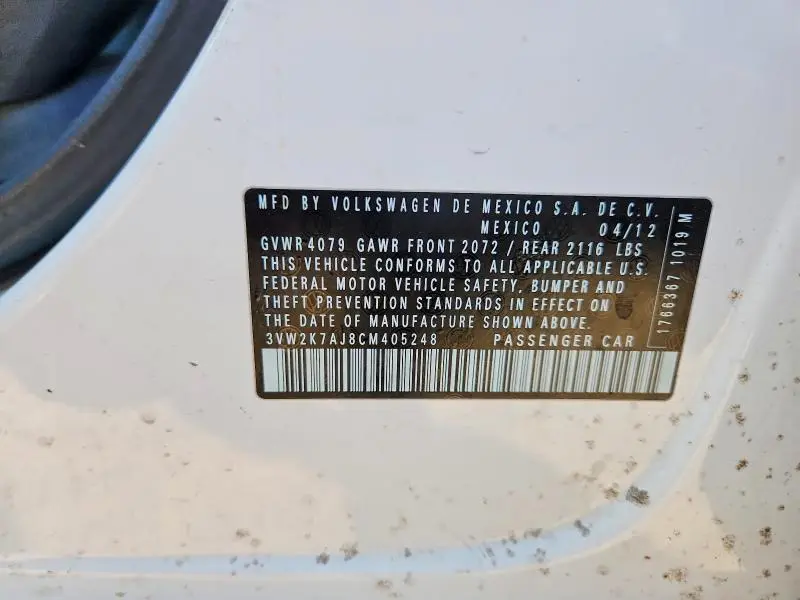 2012 VOLKSWAGEN JETTA BASE  