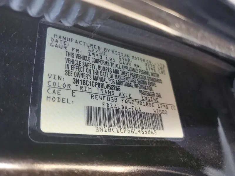 2011 NISSAN VERSA 1.8 S  