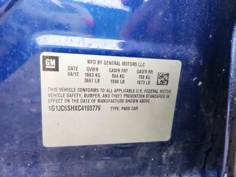 2012 CHEVROLET SONIC LT  