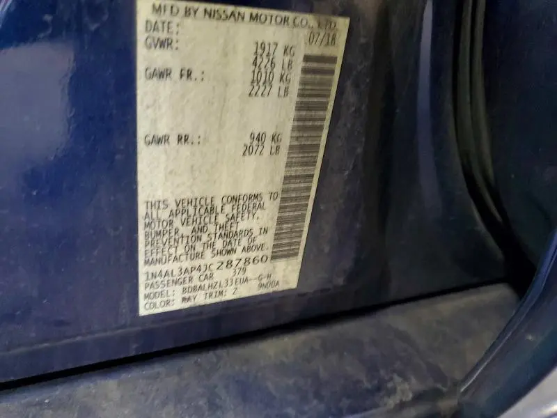 2018 NISSAN ALTIMA 2.5  