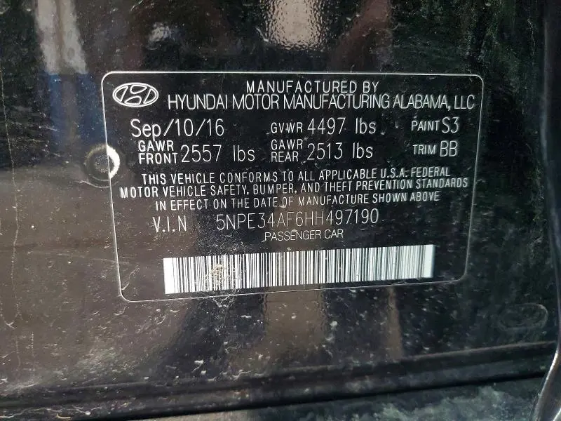 2017 HYUNDAI SONATA SPORT  