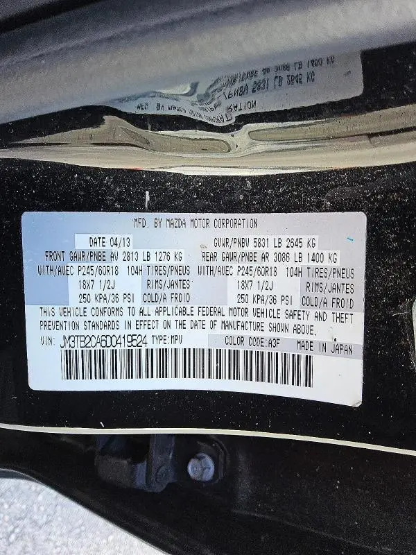 2013 MAZDA CX-9 TOURING  