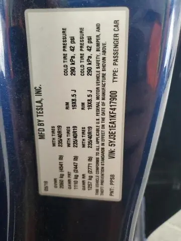 2019 TESLA MODEL 3 
