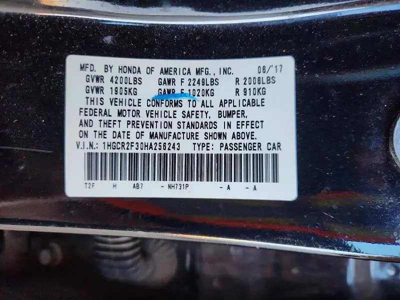 2017 HONDA ACCORD LX  