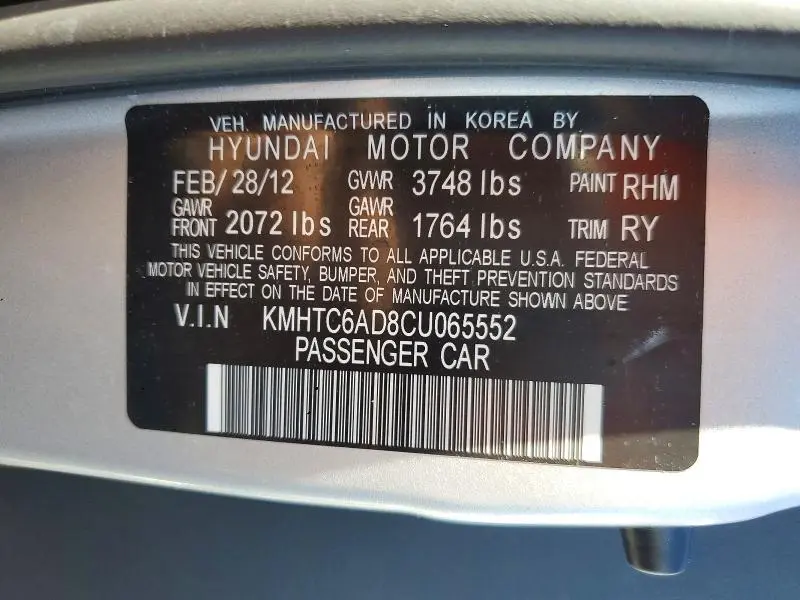 2012 HYUNDAI VELOSTER BASE  