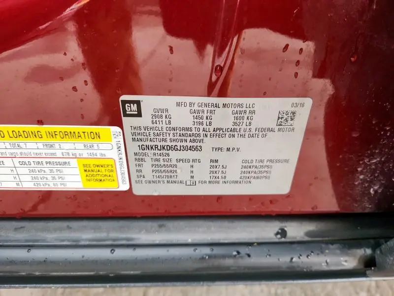 2016 CHEVROLET TRAVERSE LTZ  