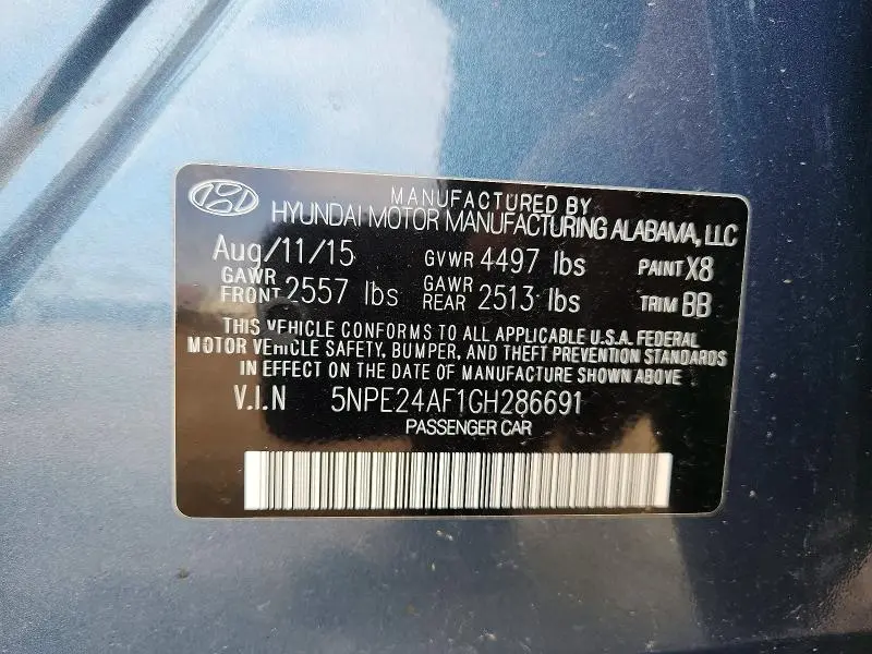 2016 HYUNDAI SONATA SE  