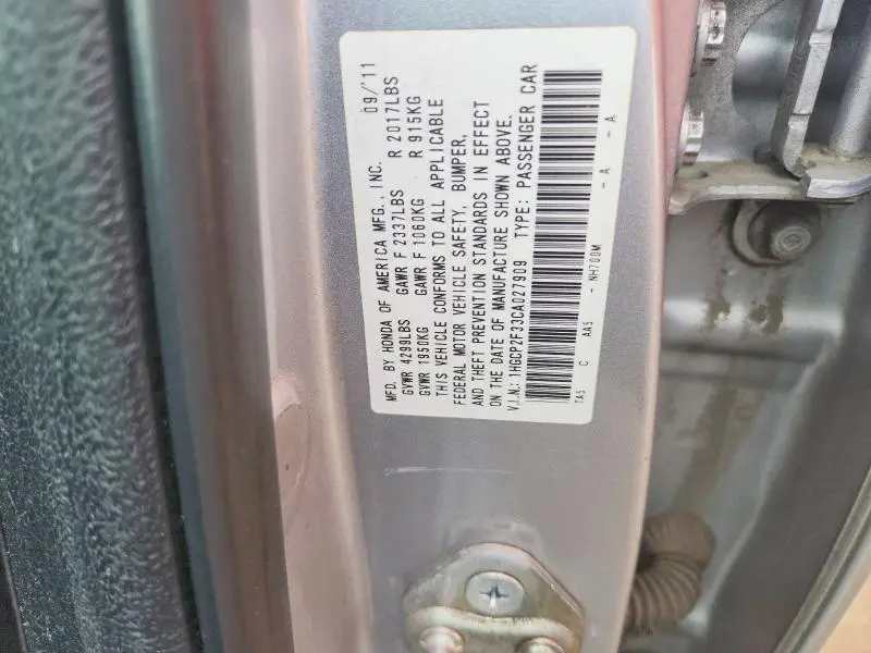 2012 HONDA ACCORD LX  