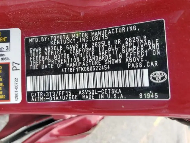 2016 TOYOTA CAMRY LE  