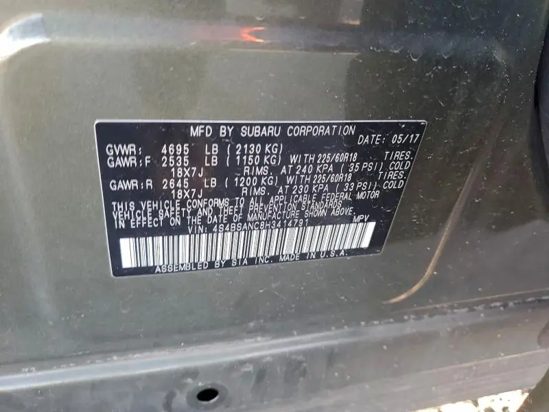 2017 SUBARU OUTBACK 2.5I LIMITED  