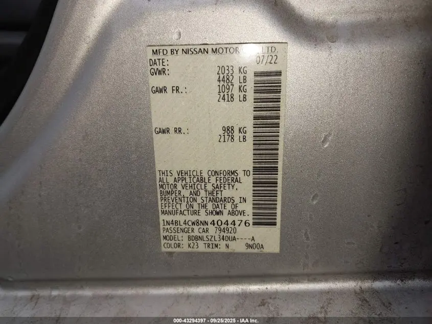 2022 NISSAN ALTIMA SR INTELLIGENT AWD