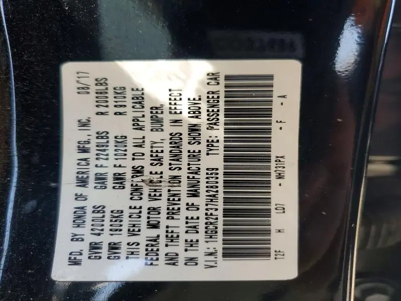 2017 HONDA ACCORD LX  