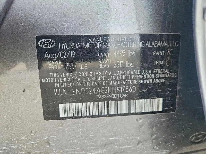 2019 HYUNDAI SONATA SE  