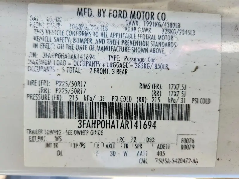 2010 FORD FUSION SE  