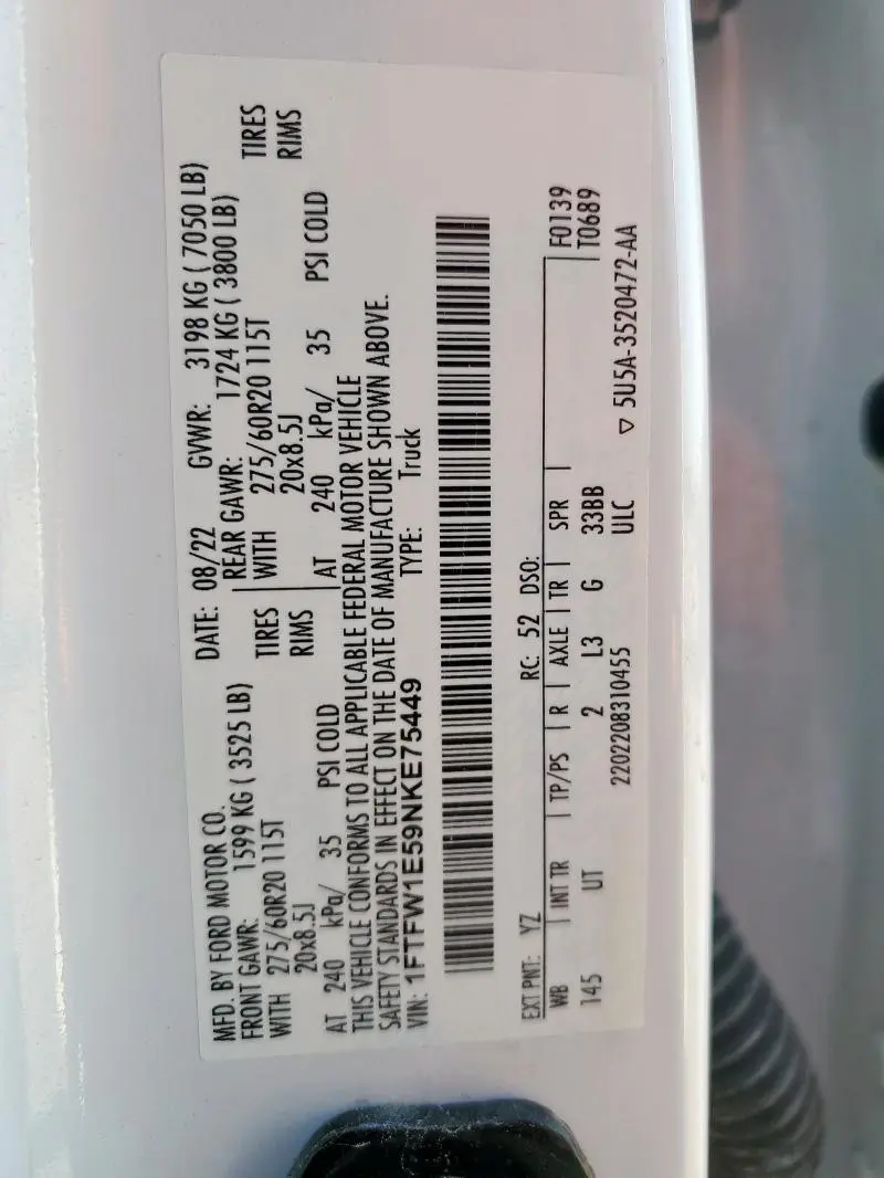 2022 FORD F150 SUPERCREW  